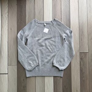 Halogen Gray Long Sleeve Alpaca & Wool Blend Sweater